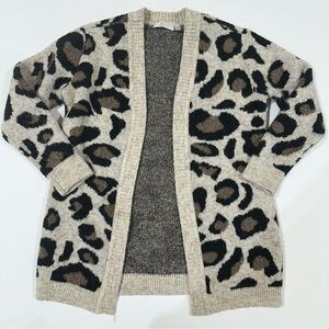 Women’s Long Cardigan Sweater, Animal Print, Size M